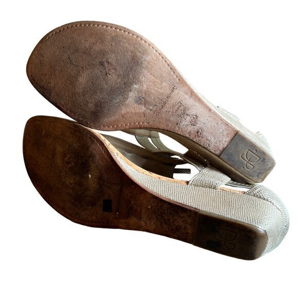 Donald Pliner Women Sandals Size 10 Dori Gold Front Zip Wedge Strappy Adjustable - Picture 8 of 11